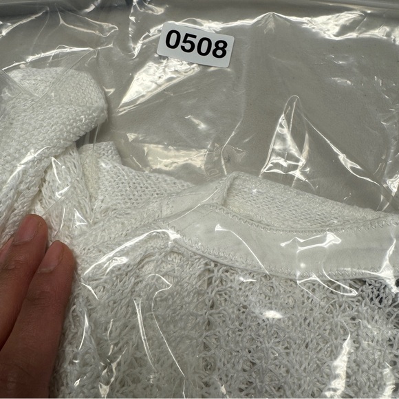 Lafayette 148 White Open Knit Cardigan Size XL Lightweight Button Front Sweater - Picture 13 of 15